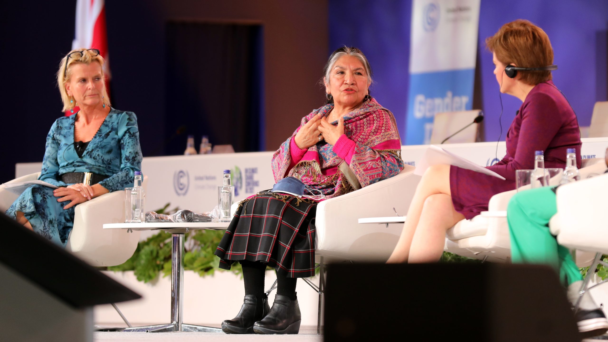 Åsa Regnér, Deputy Executive Director, UN Women; Tarcila Rivera Zea, Indigenous activist, Founder, Chirapaq; and Nicola Sturgeon, First Minister of Scotland